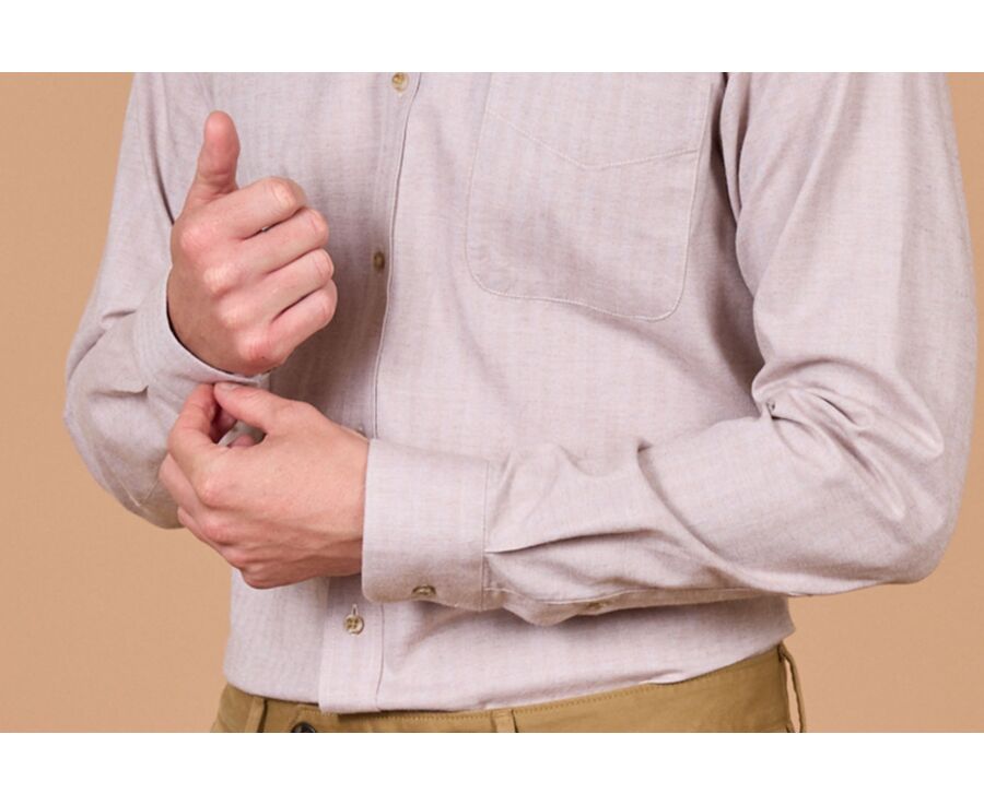 Chemise homme beige clair en flanelle - ROD
