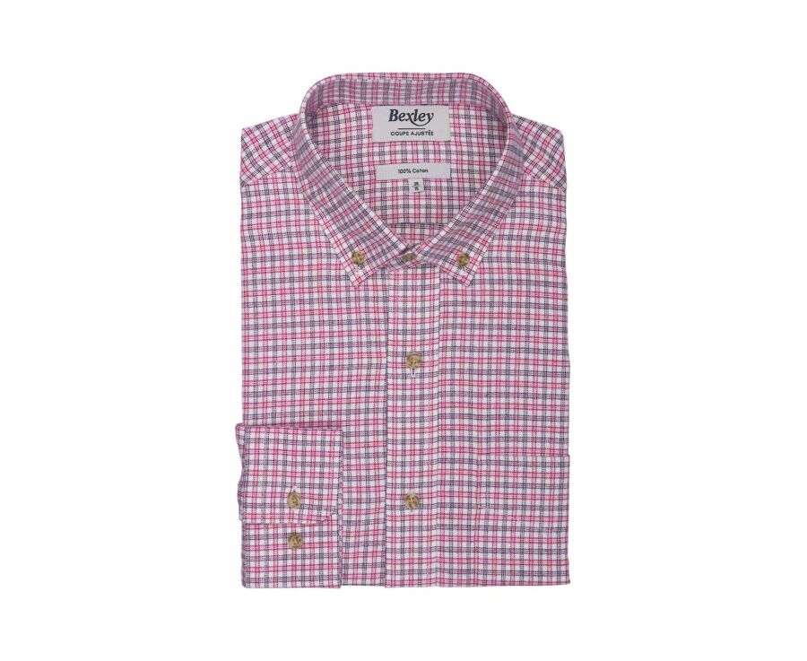 Chemise homme flanelle à carreaux écru et rouge - WILLON
