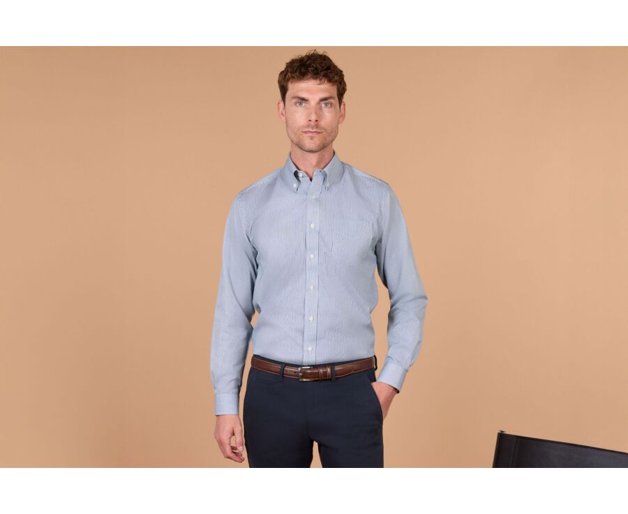 Chemise homme à rayures vertes et blanches - DWIGHT