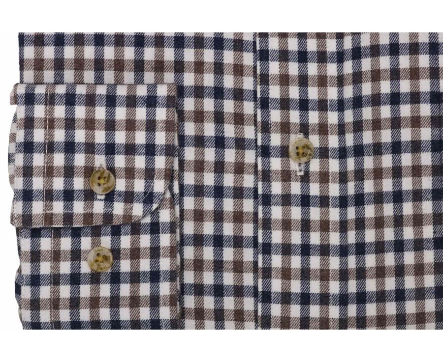 Chemise homme vichy bleu et marron en flanelle - JAIDEN