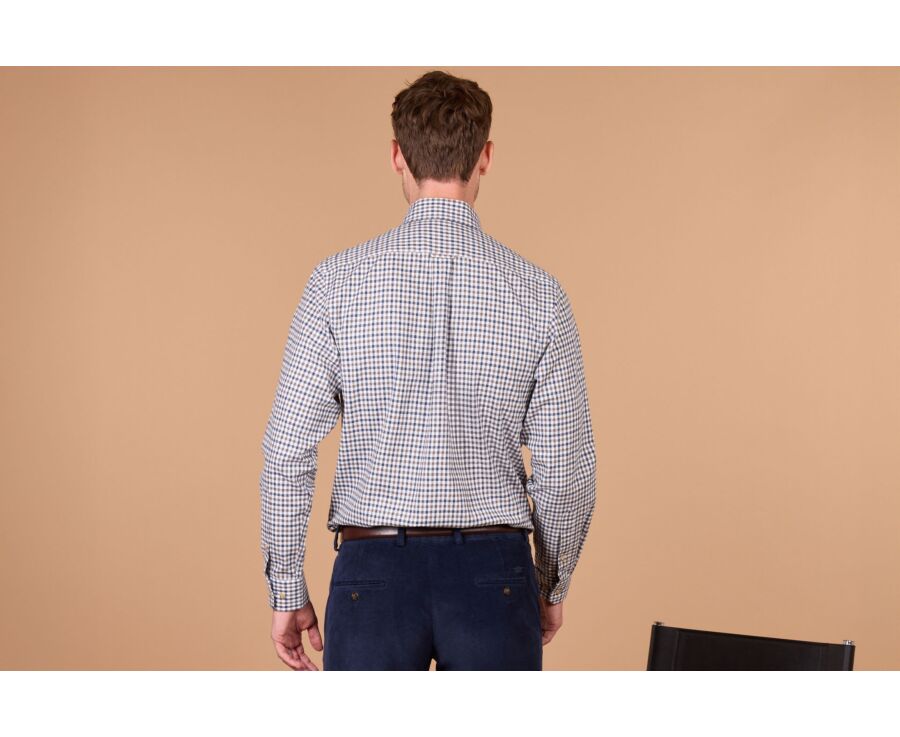 Chemise homme vichy bleu et marron en flanelle - JAIDEN