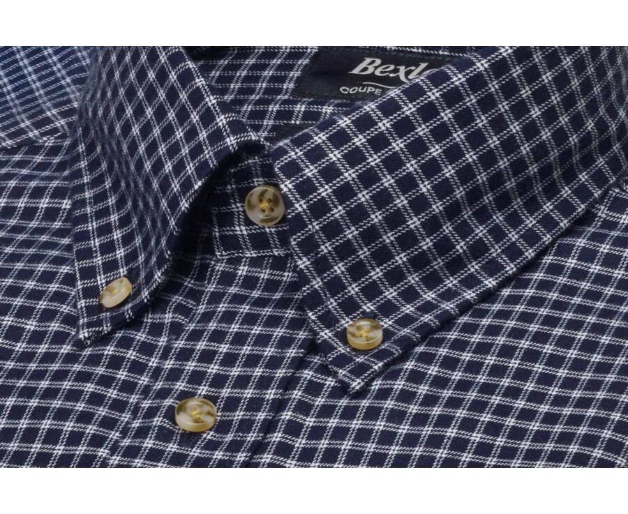 Chemise homme flanelle à carreaux navy et blancs - RODSAY