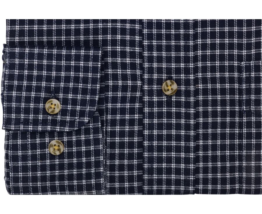 Chemise homme flanelle à carreaux navy et blancs - RODSAY