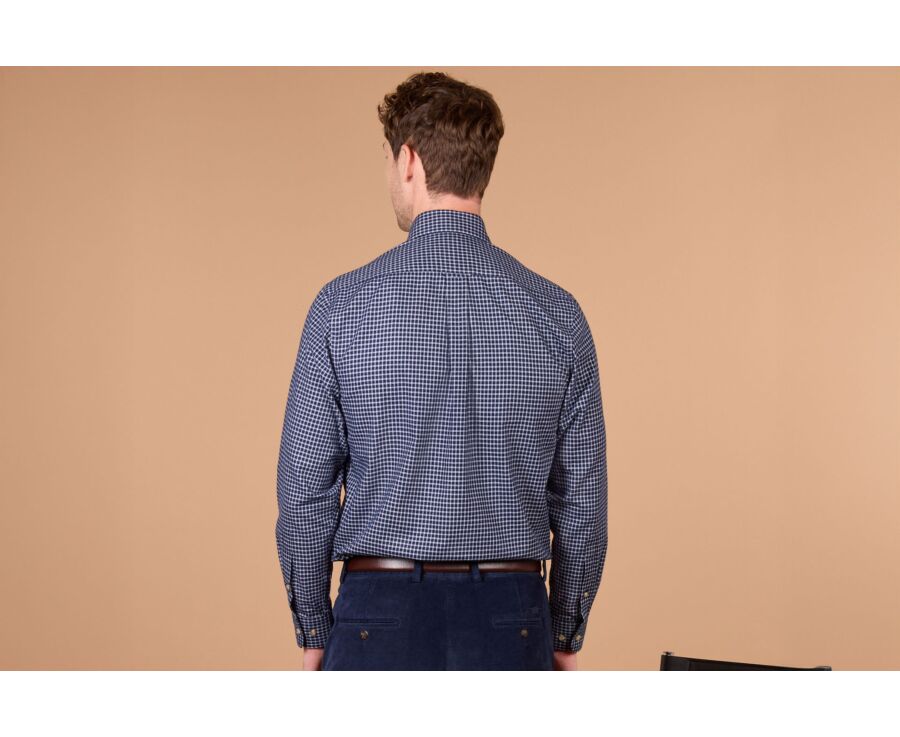 Chemise homme flanelle à carreaux navy et blancs - RODSAY