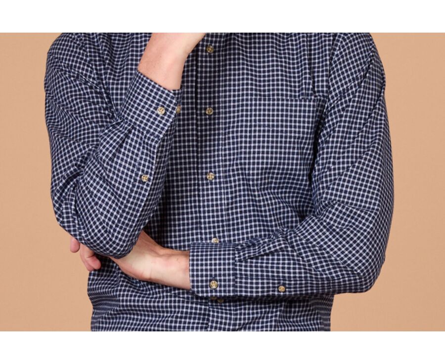 Chemise homme flanelle à carreaux navy et blancs - RODSAY