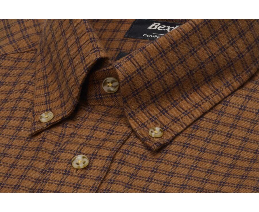 Chemise homme flanelle à carreaux chocolat et navy - COLTON