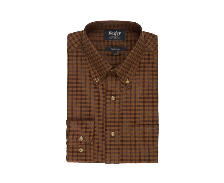 Chemise homme flanelle à carreaux chocolat et navy - COLTON