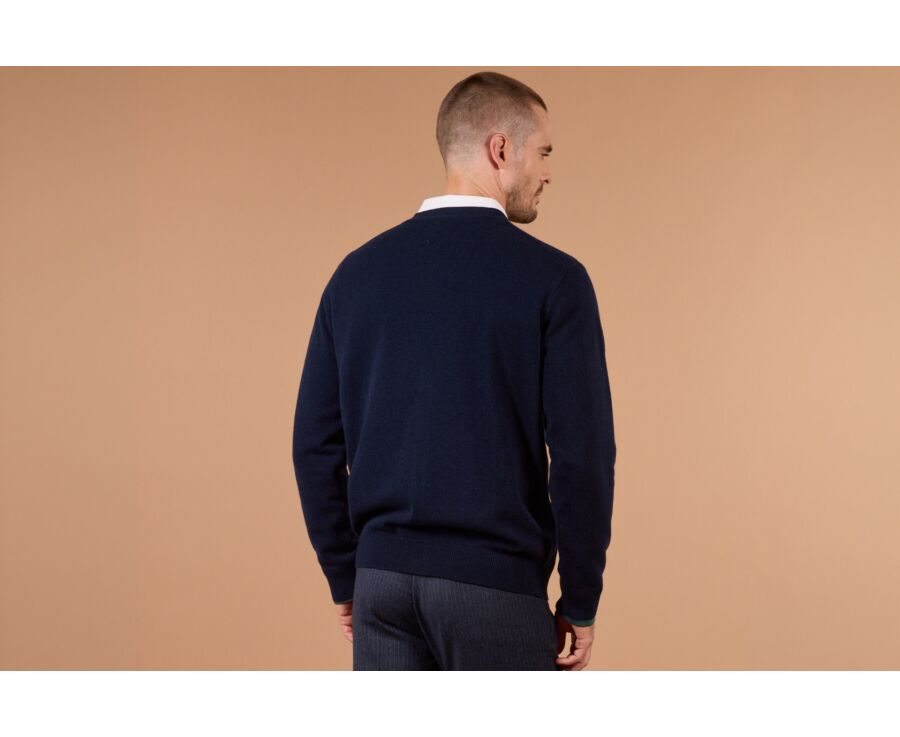 Cardigan homme boutonné marine en laine d'agneau - OWEN III