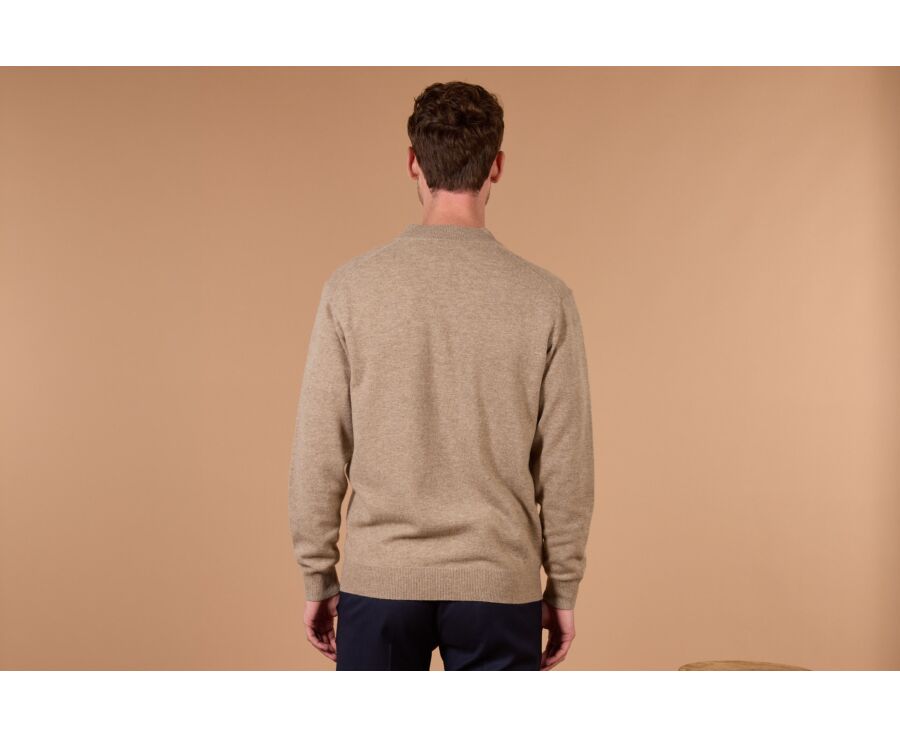 Gilet zippé homme taupe chiné clair en lambswool - BRENNICK