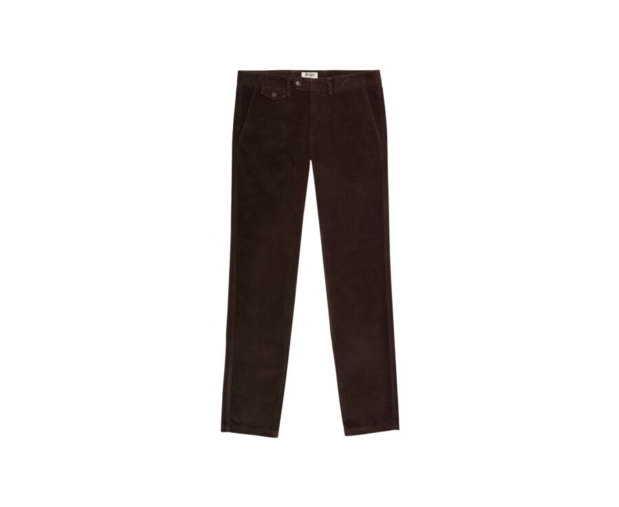 Pantalon chino homme chocolat foncé en velours milleraies - NOLAS