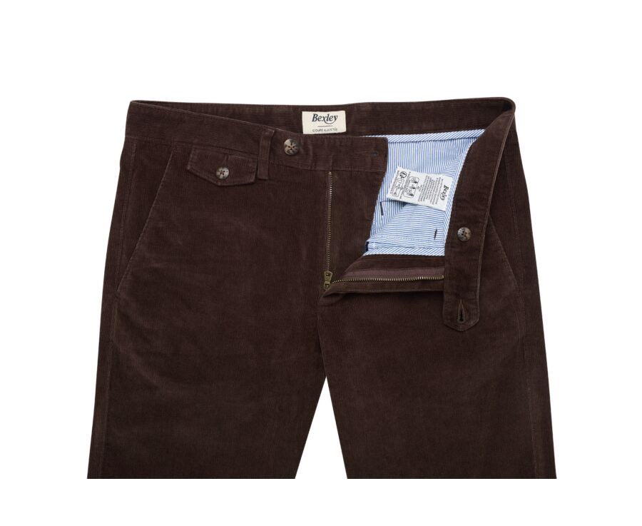 Pantalon chino homme chocolat foncé en velours milleraies - NOLAS