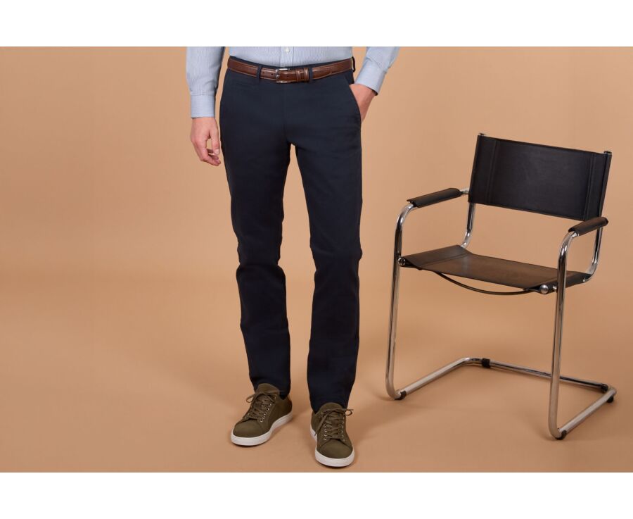 Pantalon chino homme navy en flanelle de laine - KYVERS