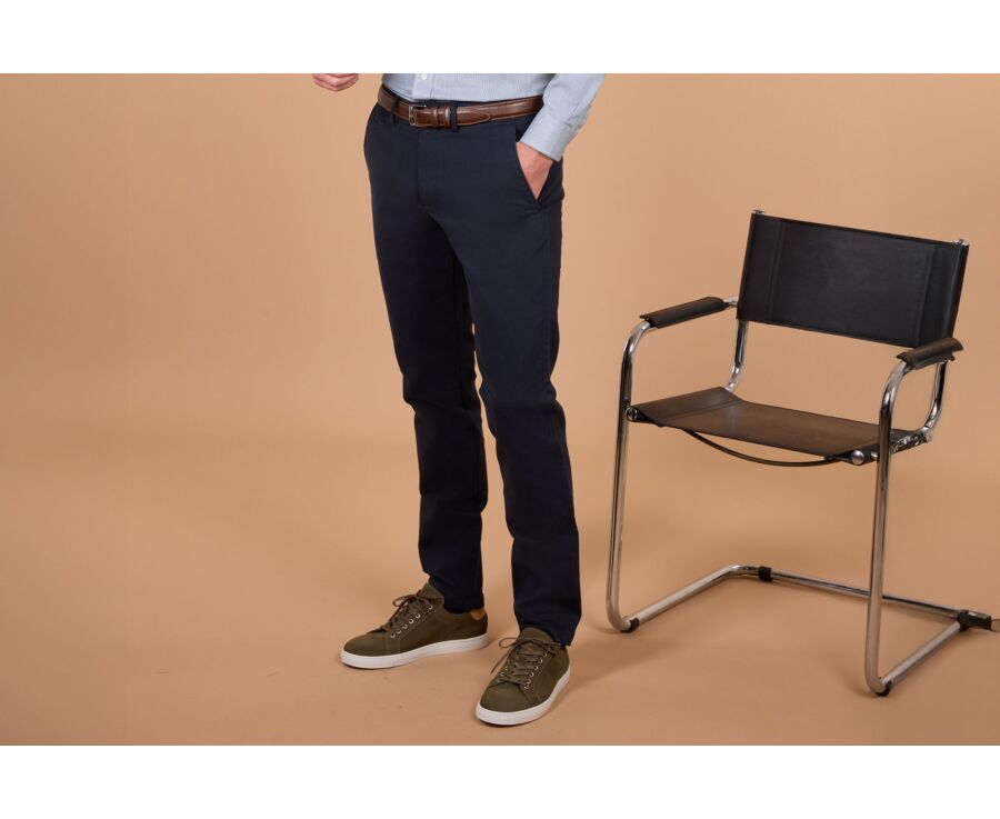 Pantalon chino homme navy en flanelle de laine - KYVERS