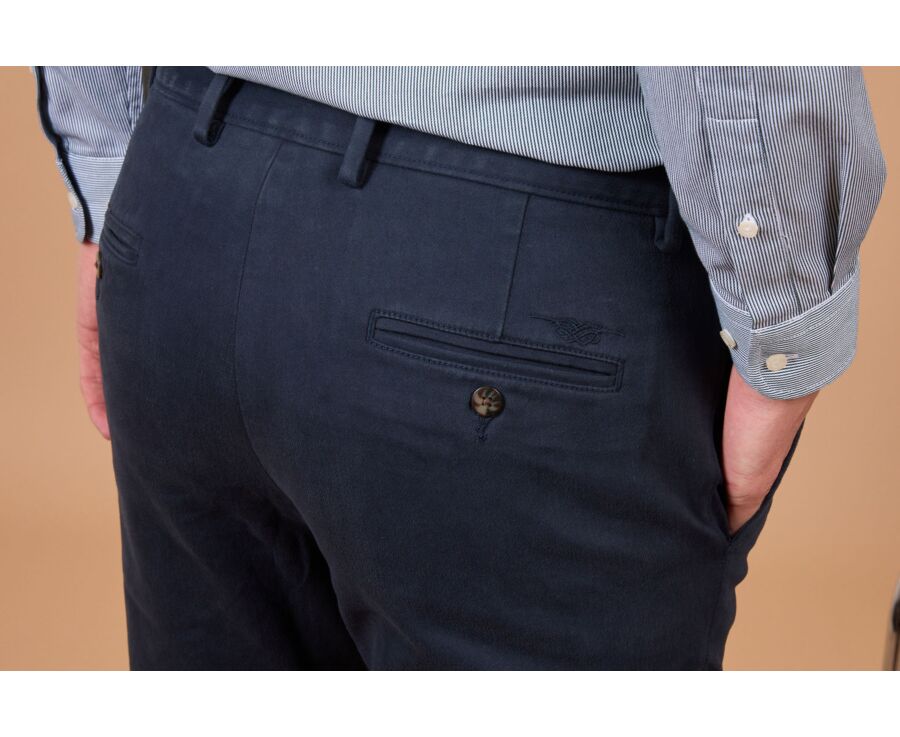 Pantalon chino homme navy en flanelle de laine - KYVERS