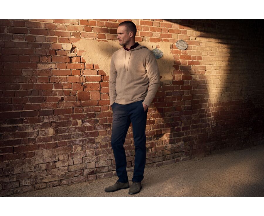 Pantalon chino homme navy en flanelle de laine - KYVERS