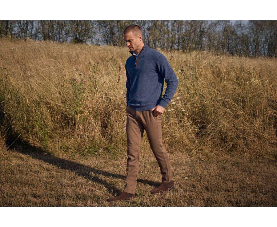 Pantalon chino homme camel en flanelle de laine - KYVERS