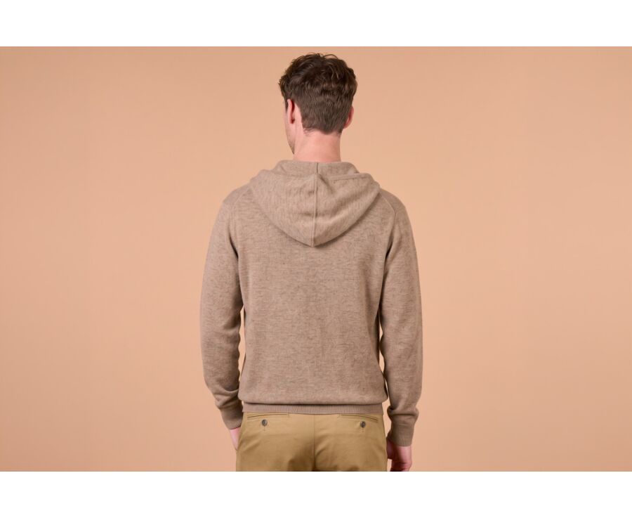 Pull homme à capuche taupe chiné en laine d'agneau - HOODRICK