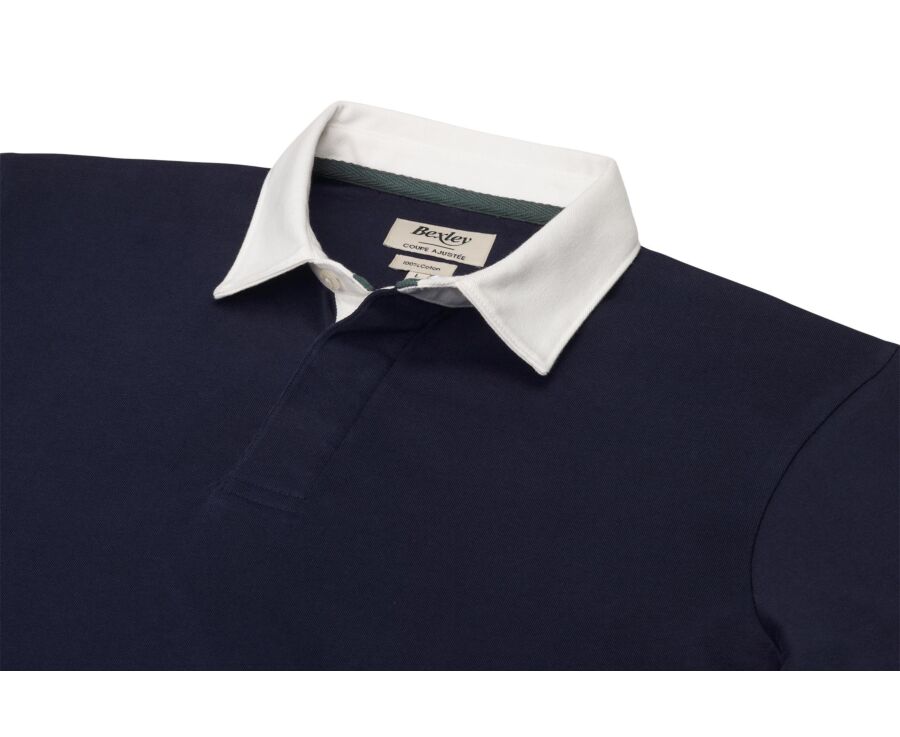 Polo rugby homme manches longues en jersey lavé navy - SKYLER