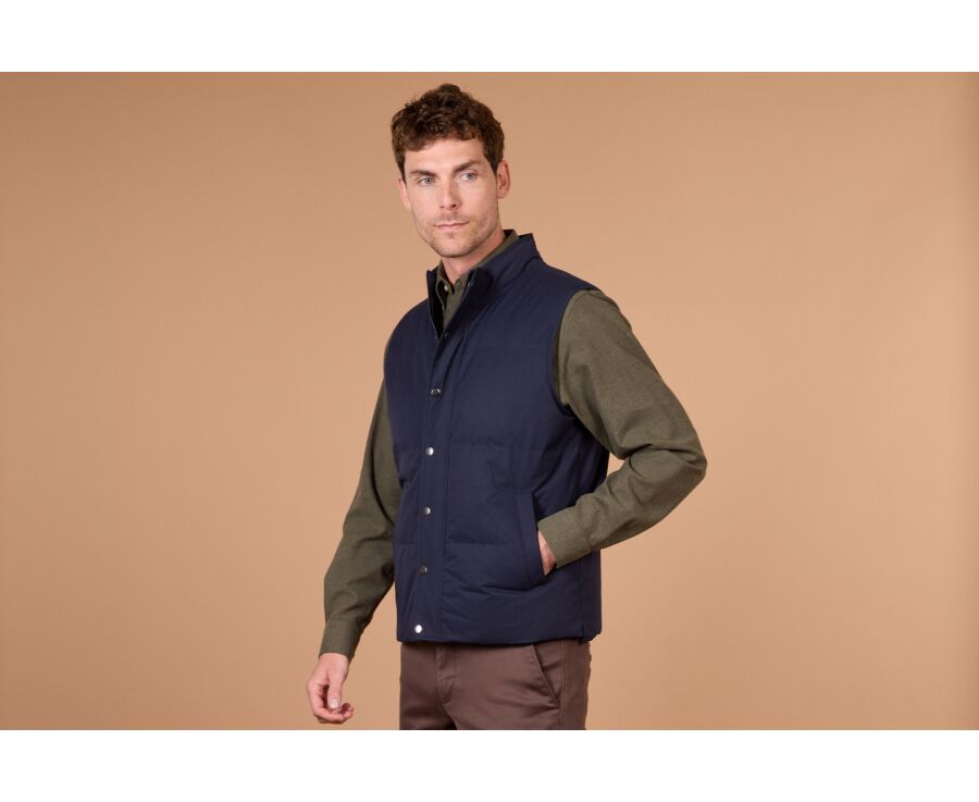 Doudoune homme sans manche en toile navy - HILMAR TOILE