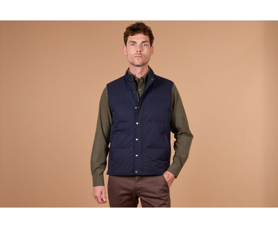 Doudoune homme sans manche en toile navy - HILMAR TOILE