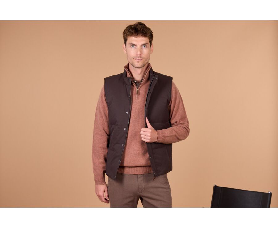 Doudoune homme sans manche en toile brune - HILMAR TOILE