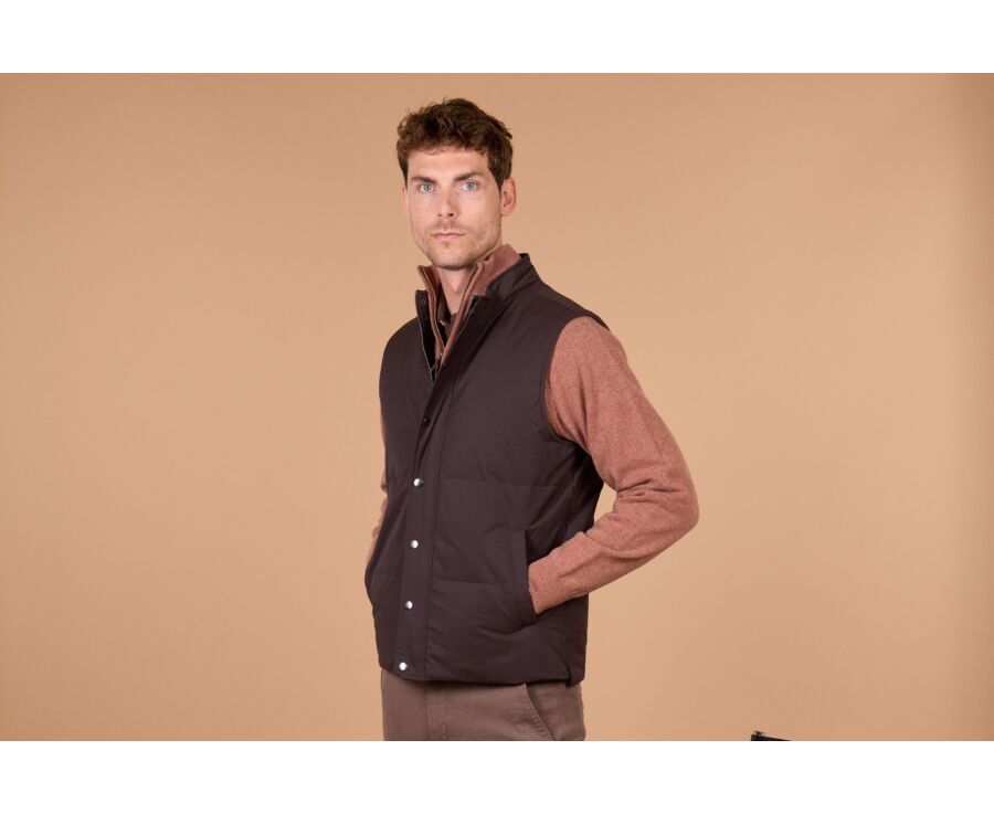 Doudoune homme sans manche en toile brune - HILMAR TOILE
