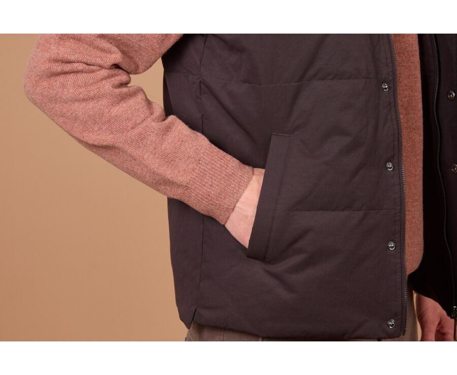 Doudoune homme sans manche en toile brune - HILMAR TOILE