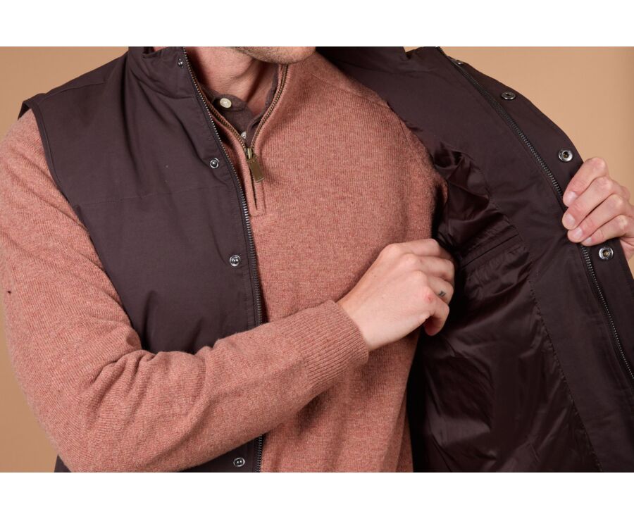 Doudoune homme sans manche en toile brune - HILMAR TOILE