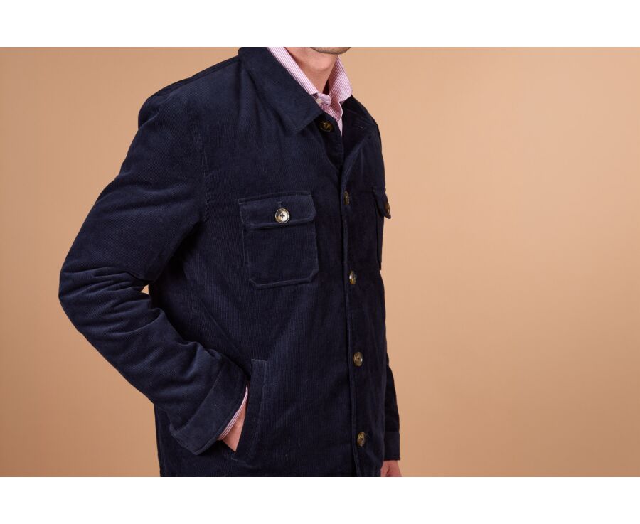Veste surchemise homme en velours navy matelassée - CARSTEN
