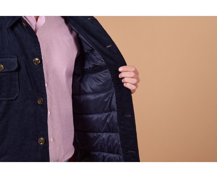 Veste surchemise homme en velours navy matelassée - CARSTEN