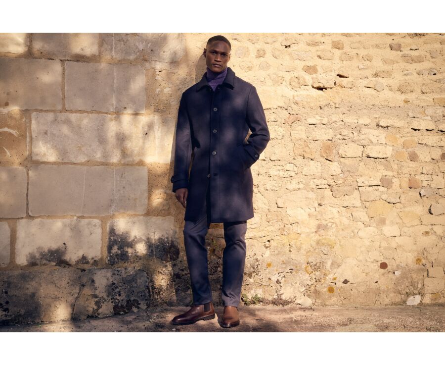 Manteau homme marine en drap de laine - HEROLD