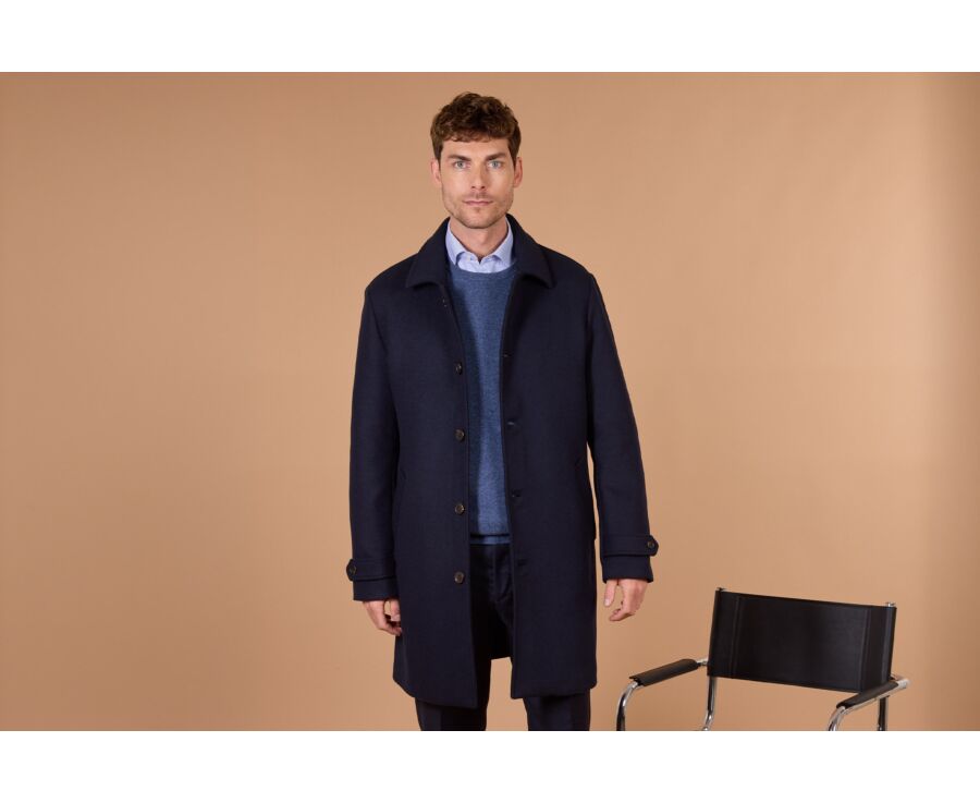 Manteau homme marine en drap de laine - HEROLD