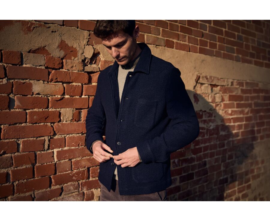 Veste homme navy en laine bouillie - KENDRIS