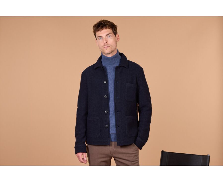Veste homme navy en laine bouillie - KENDRIS