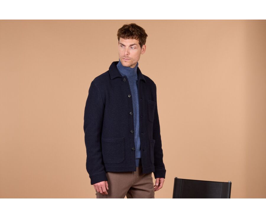 Veste homme navy en laine bouillie - KENDRIS