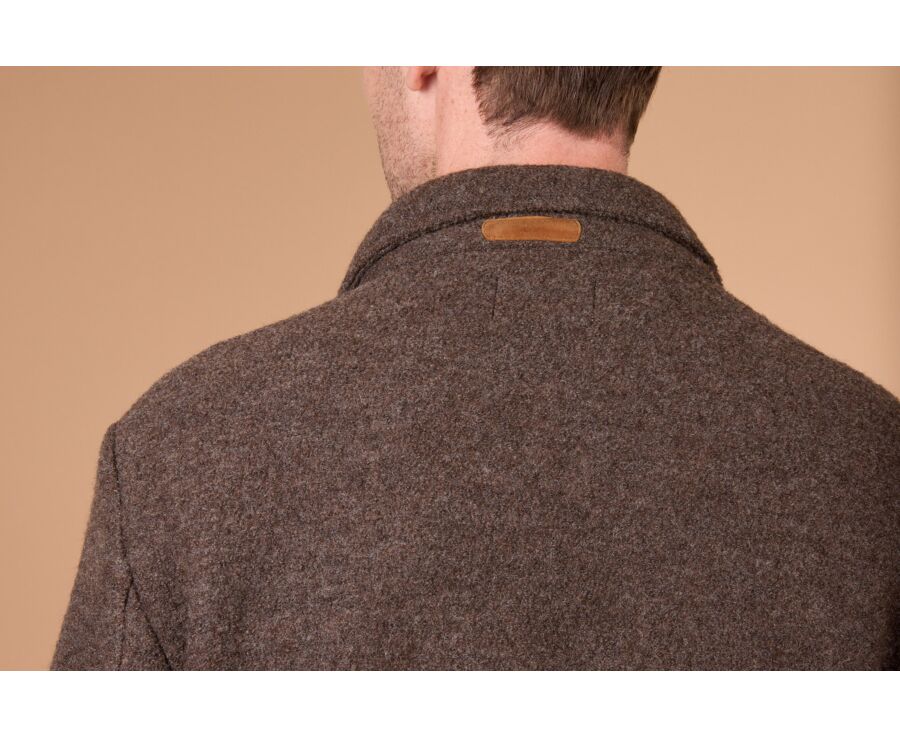 Veste homme chocolat chiné en laine bouillie - KENDRIS