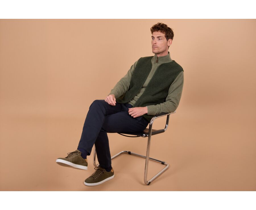 Gilet sans manche homme vert chiné en laine - KAYN