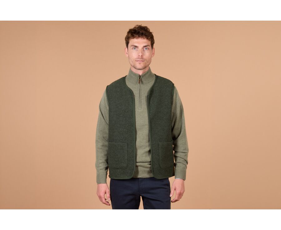 Gilet sans manche homme vert chiné en laine - KAYN