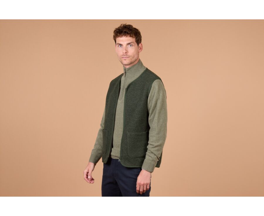 Gilet sans manche homme vert chiné en laine - KAYN