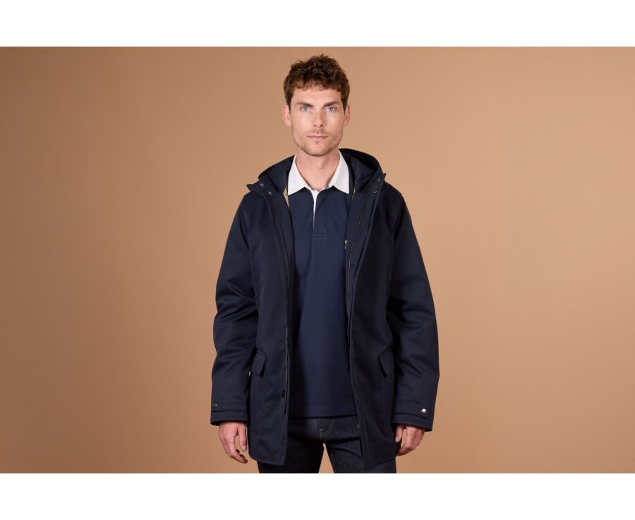 Parka homme déperlante navy à capuche - ALVEN