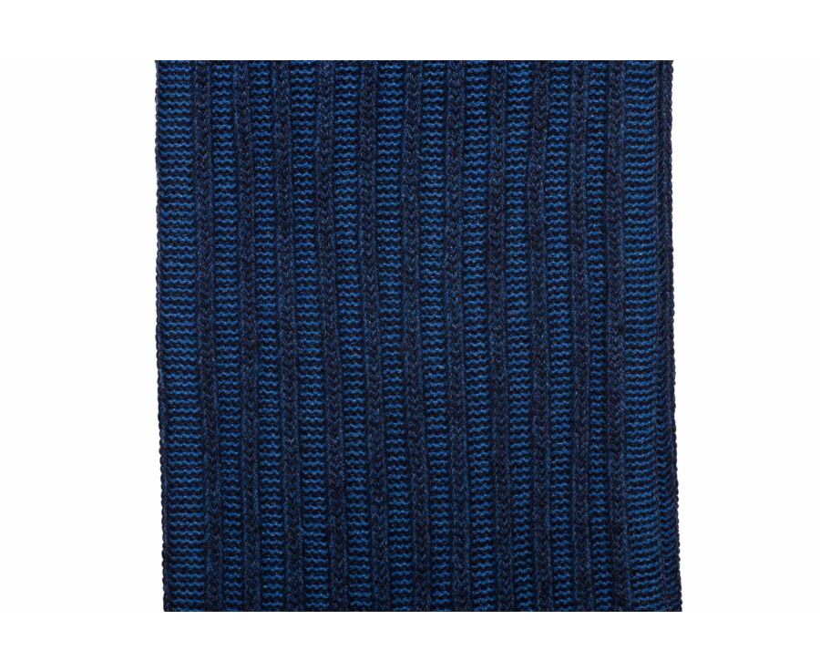 Chaussettes fil d'Écosse bleu moyen et bleu chiné à côtes inversées