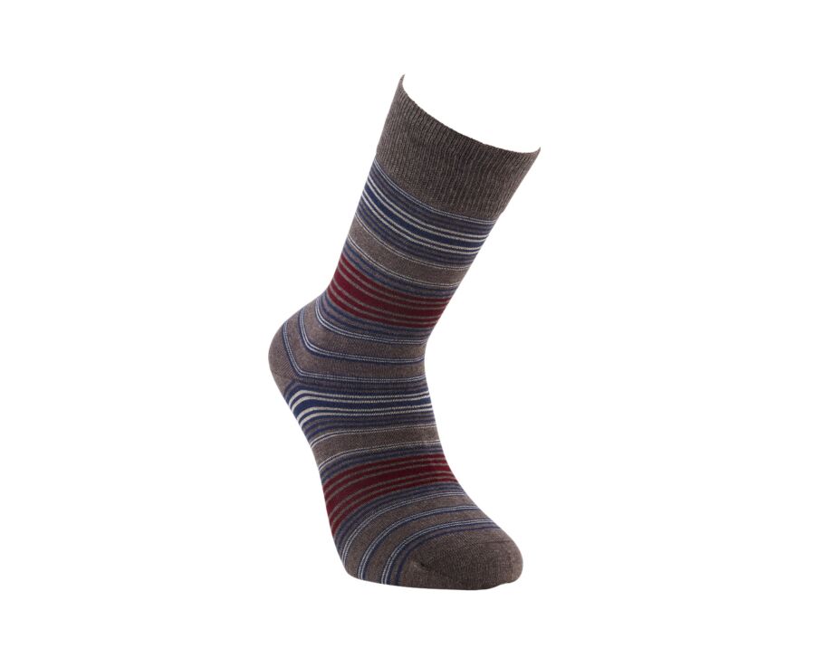 Chaussettes homme à fines rayures chocolat chiné