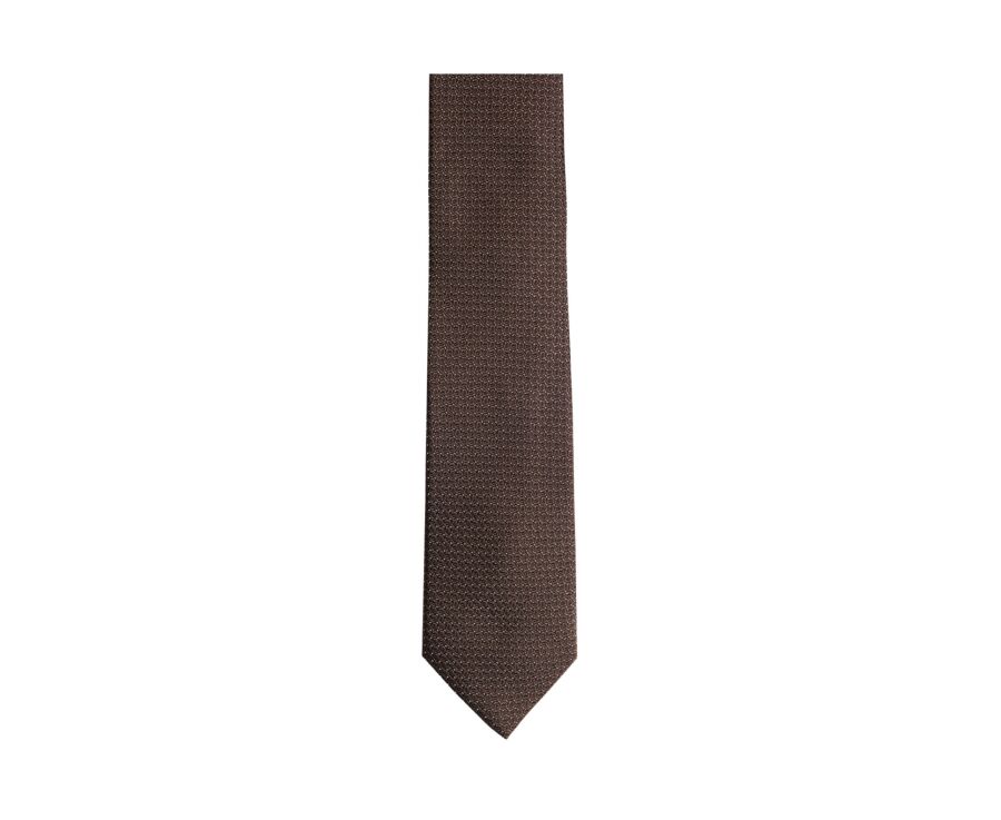 Cravate homme marron en soie motif grain