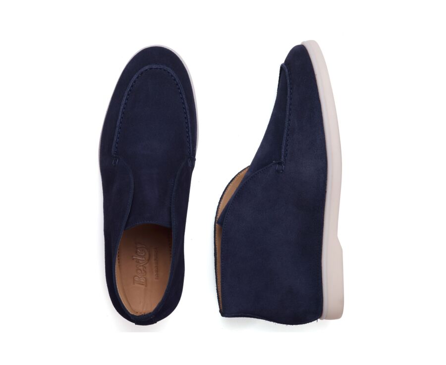 Low boot homme en velours marine style Chelsea - ANKONA