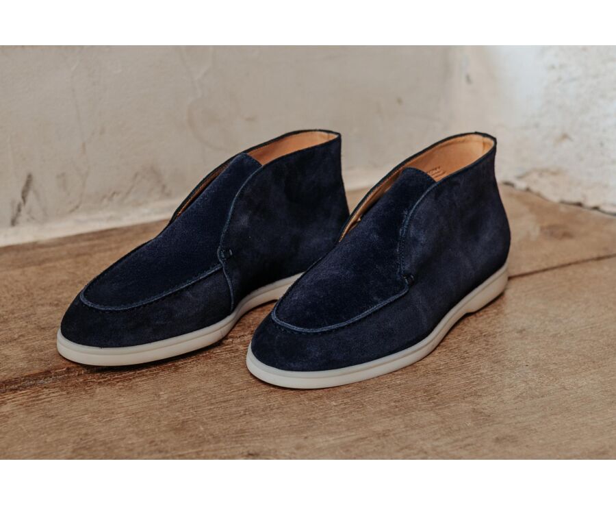 Low boot homme en velours marine style Chelsea - ANKONA