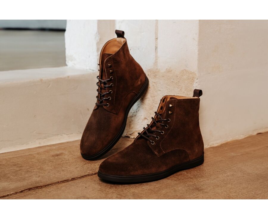 Bottine homme casual urbaine en velours chocolat - HIALEAH