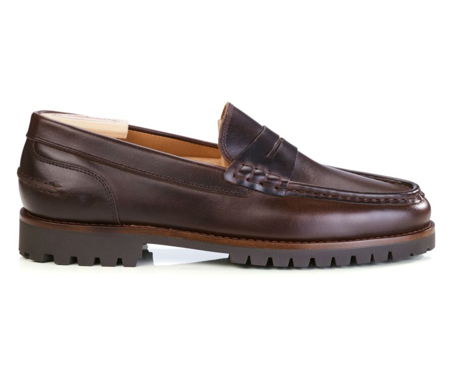 Mocassin homme en cuir pull-up chocolat - BROOKER