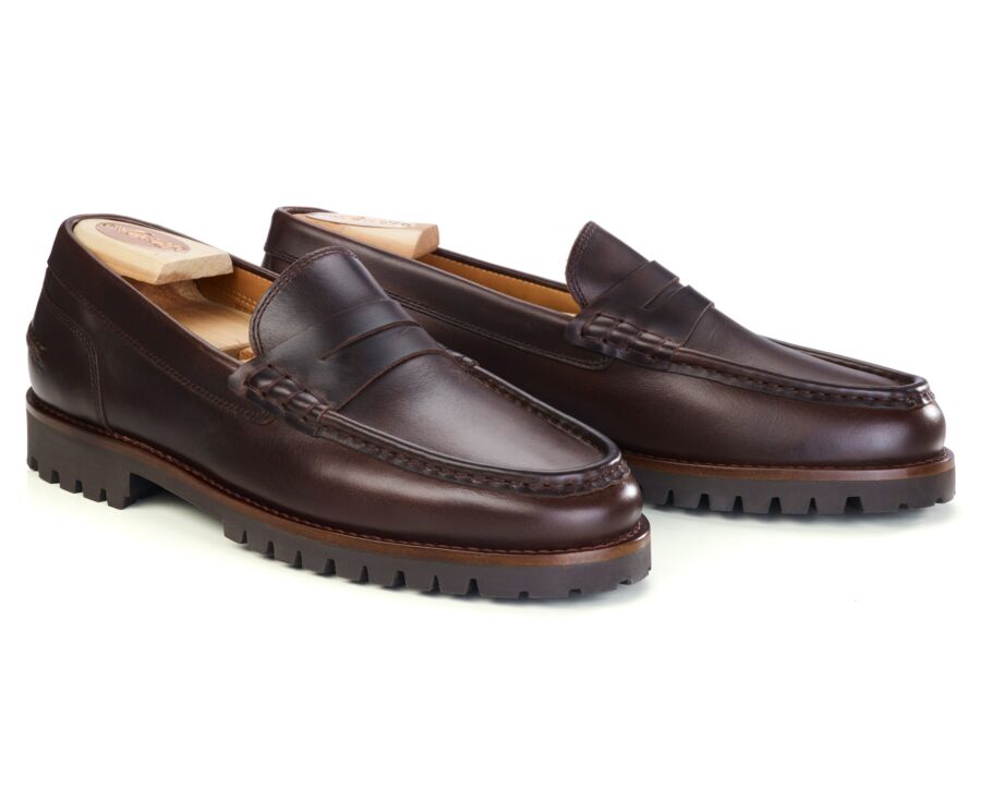 Mocassin homme en cuir pull-up chocolat - BROOKER