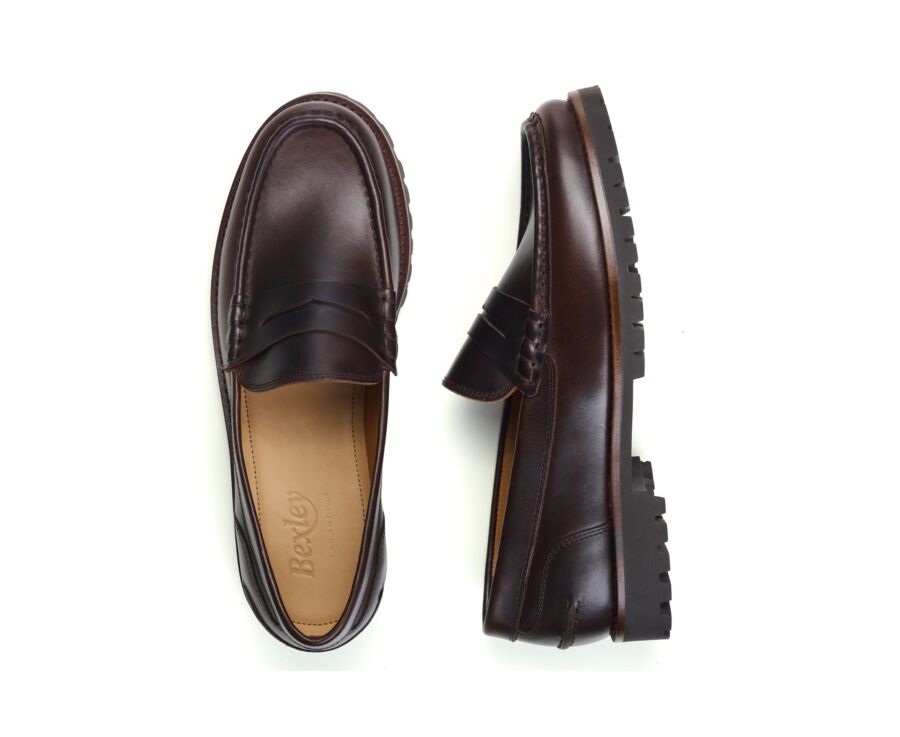 Mocassin homme en cuir pull-up chocolat - BROOKER