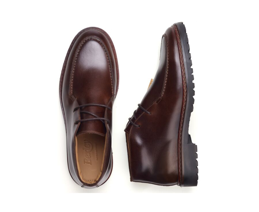 Boot homme en cuir pull-up chocolat - MINNEOLA